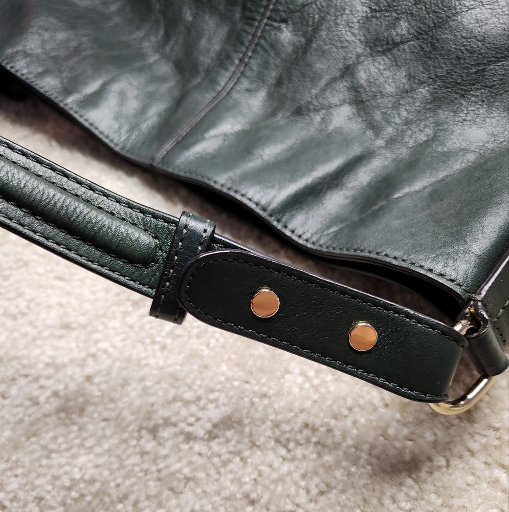 Rebecca Minkoff Jasper Hobo Leather Bucket Bag Hunter Green - Picture 10 of 15